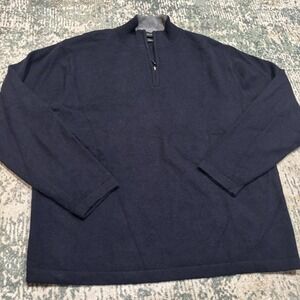 Daniel Bishop Cashmere Quarter Zip Sweater Xl Navy Blue